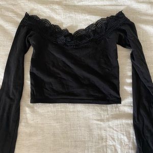 Off the shoulder black crop top